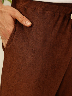 Thomas Scott Men Coffee Brown Relaxed Fit Mid-Rise Knitted Shorts