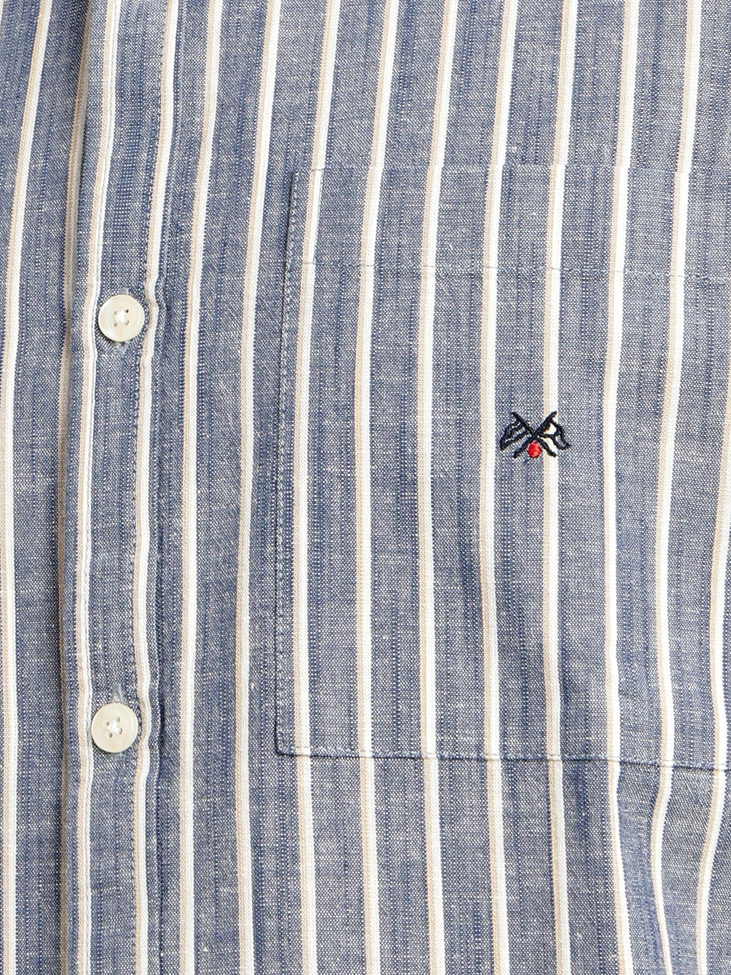 Thomas Scott Men Blue Slim Fit Cotton Linen Vertical Stripes Casual Shirt with Spread Collar & Short Sleeves