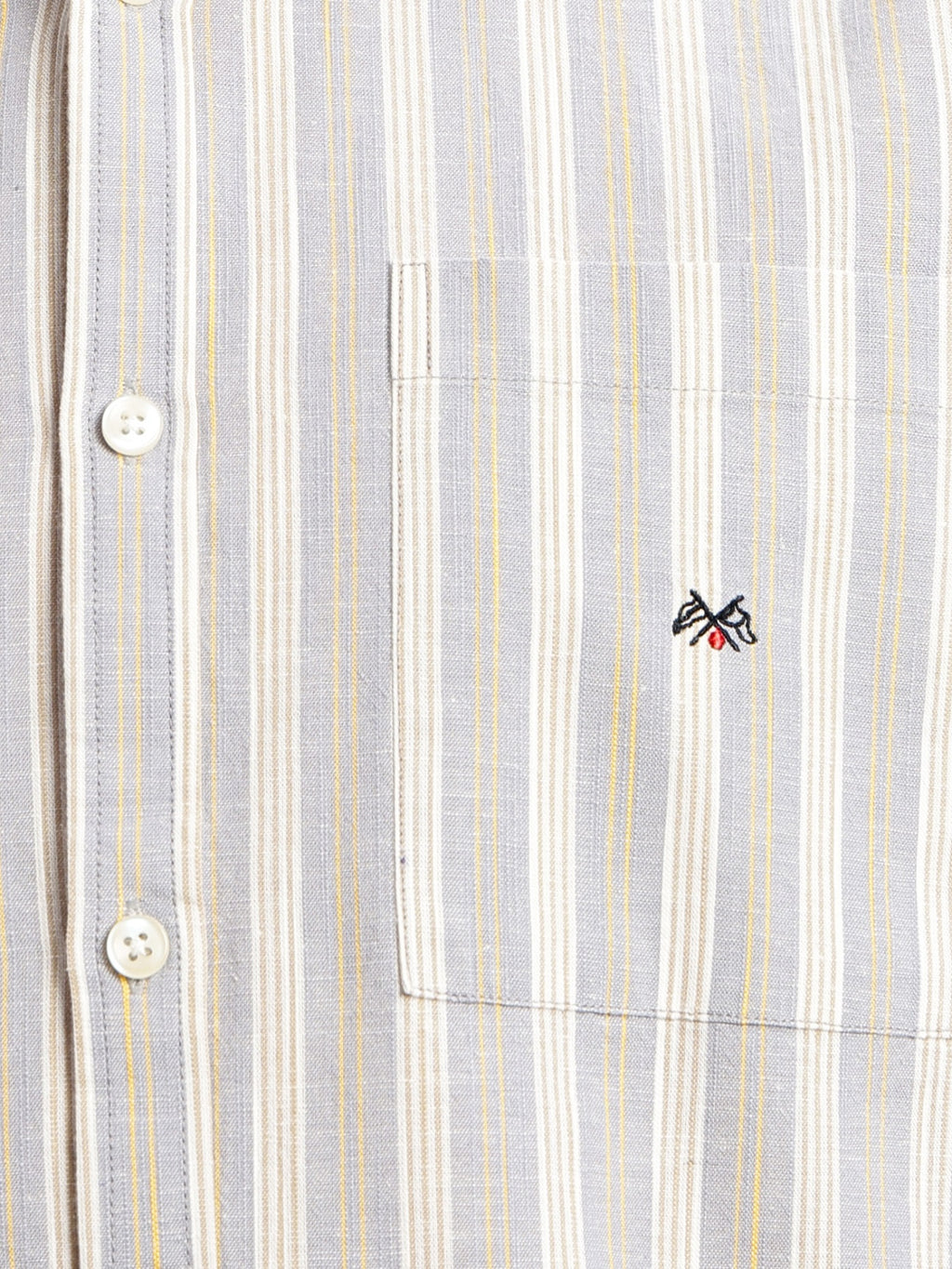 Thomas Scott Men Mid Blue Slim Fit Cotton Linen Vertical Stripes Casual Shirt with Spread Collar & Short Sleeves
