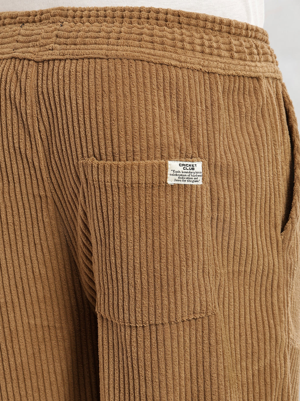 Thomas Scott Men Khaki Cricket Club Collection Regular Fit Textured Corduroy Trousers