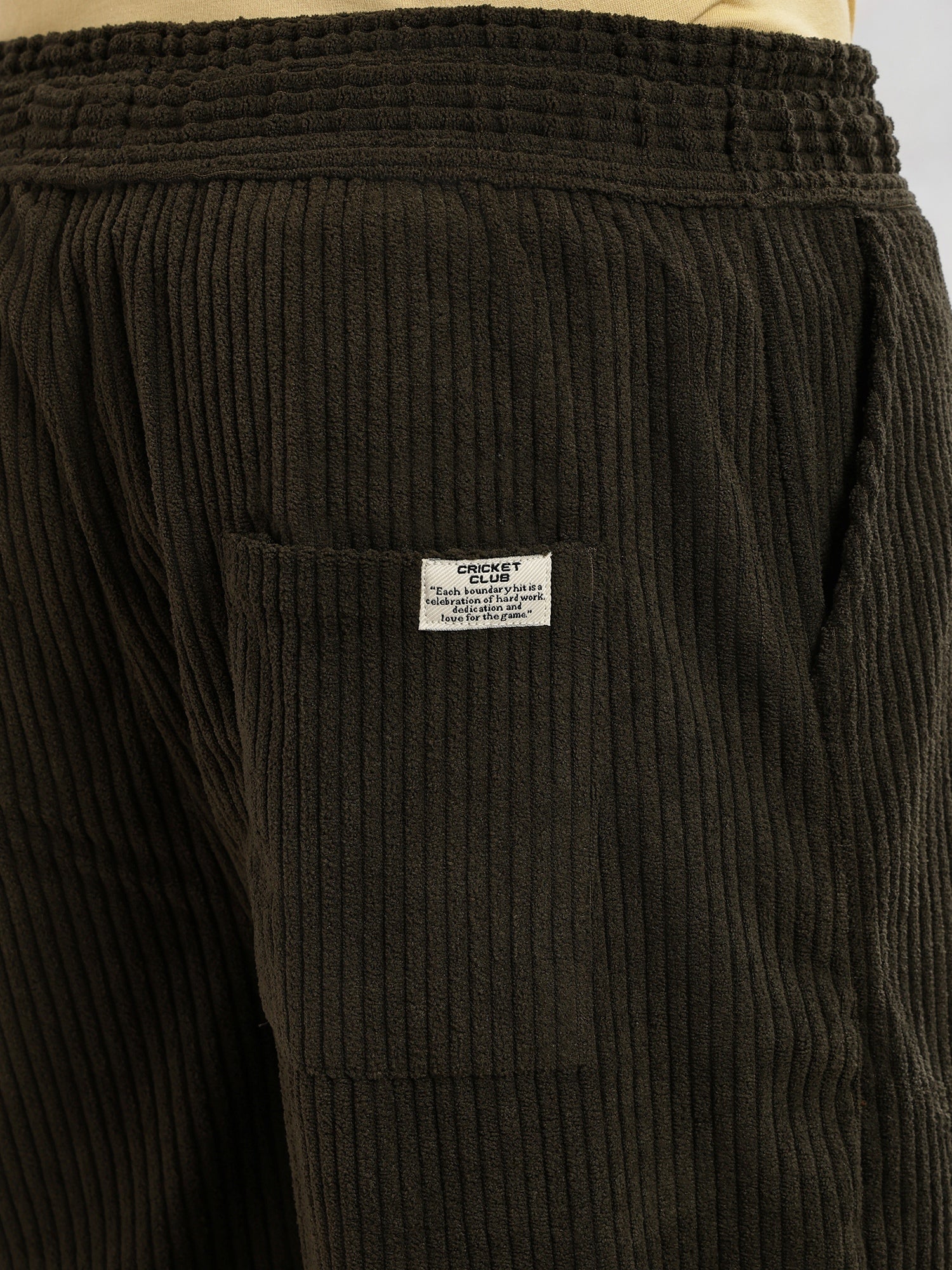 Thomas Scott Men Olive Cricket Club Collection Regular Fit Textured Corduroy Trousers
