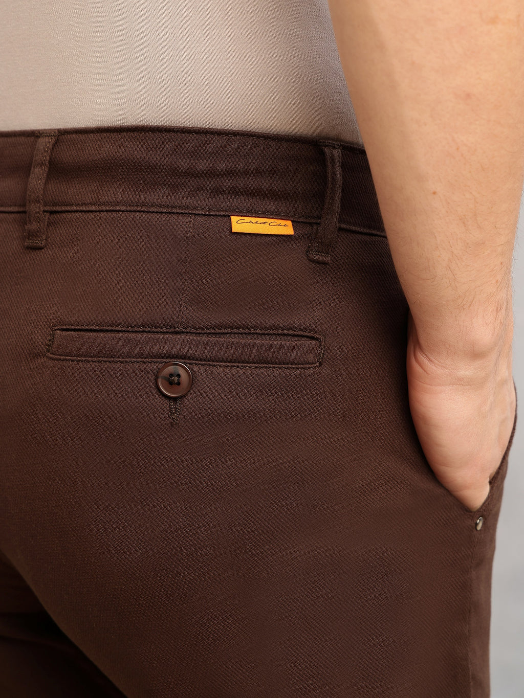 Thomas Scott Men Brown Cricket Club Collection Regular Fit Mid-Rise Solid 4 Pockets Woven Chinos Trouser