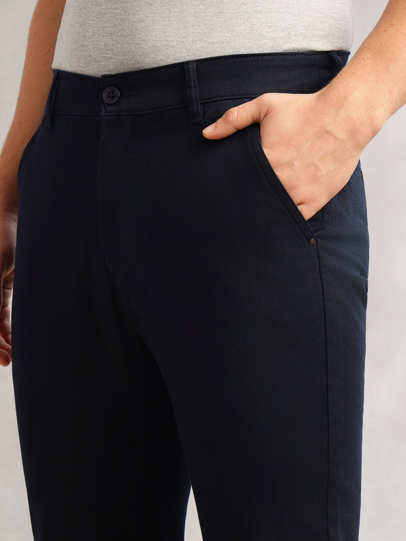 Thomas Scott Men Navy Cricket Club Collection Regular Fit Mid-Rise Solid 4 Pockets Woven Chinos Trouser