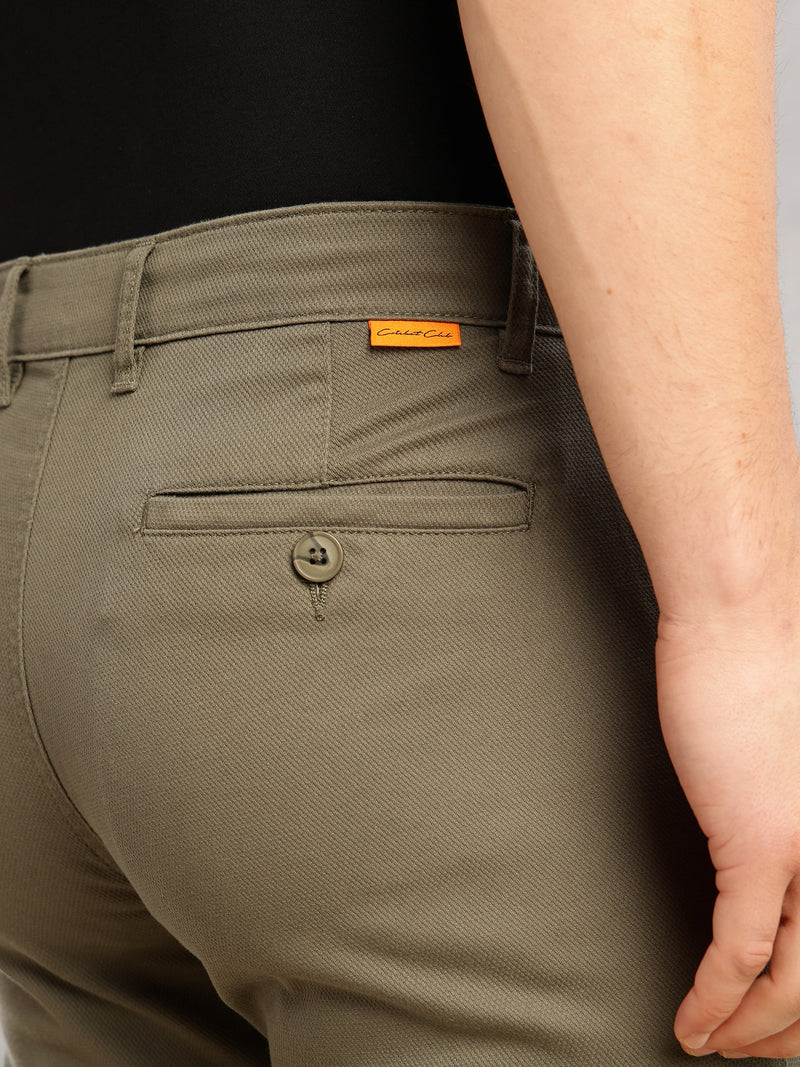 Thomas Scott Men Olive Cricket Club Collection Regular Fit Mid-Rise Solid 4 Pockets Woven Chinos Trouser