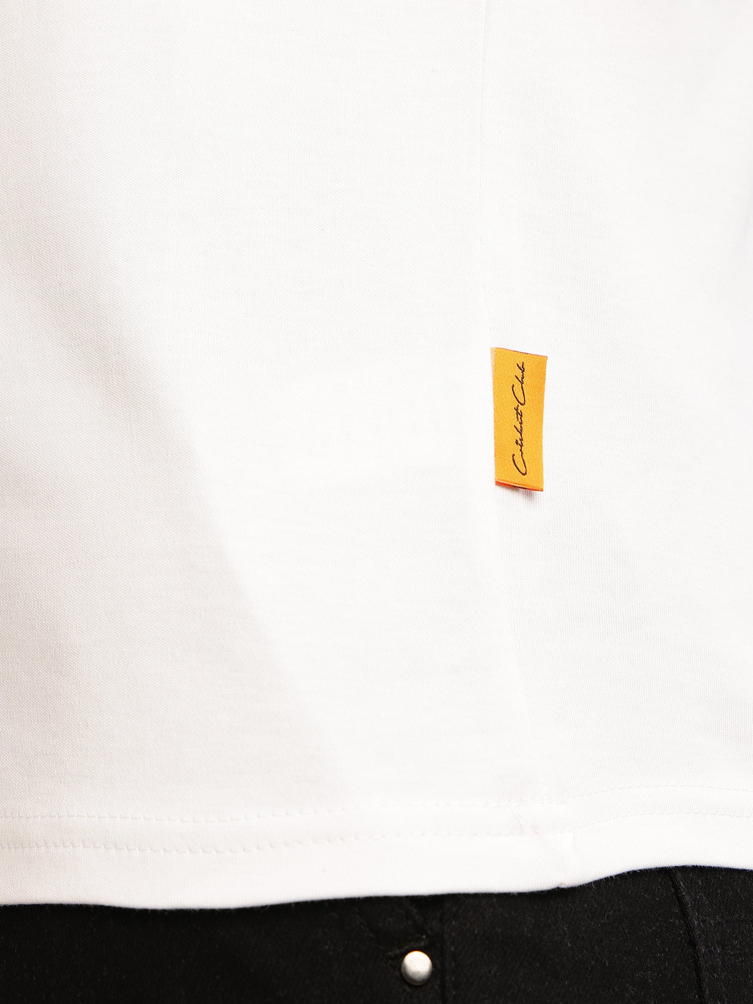 Thomas Scott Men White Cricket Club Collection Regular Fit Short Sleeves Round Neck Solid 100% Cotton Knitted Tshirt