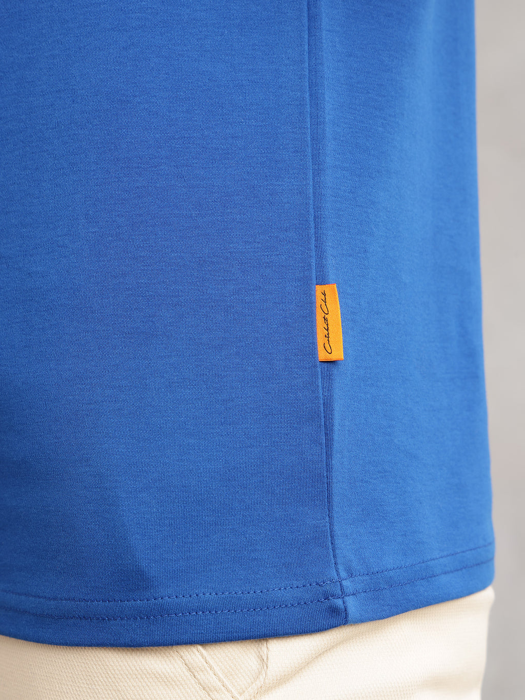 Thomas Scott Men Royal Blue Cricket Club Collection Regular Fit Short Sleeves Round Neck Solid 100% Cotton Knitted Tshirt
