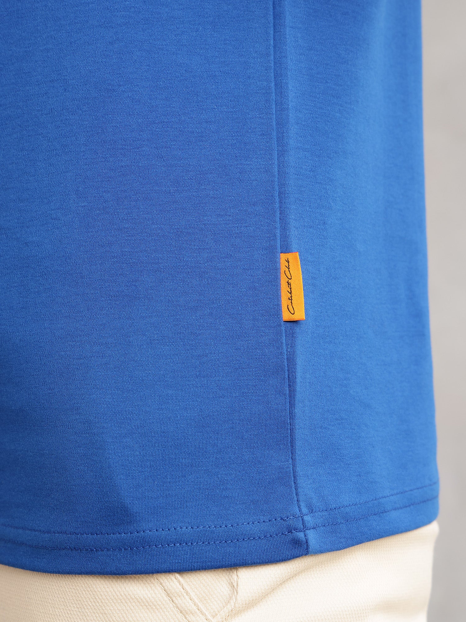 Thomas Scott Men Royal Blue Cricket Club Collection Regular Fit Short Sleeves Round Neck Solid 100% Cotton Knitted Tshirt