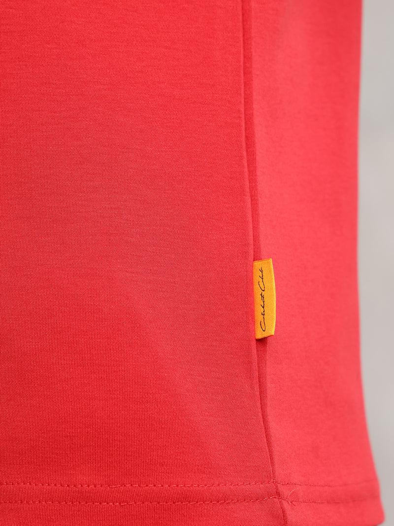 Thomas Scott Men Red Cricket Club Collection Regular Fit Short Sleeves Round Neck Solid 100% Cotton Knitted Tshirt