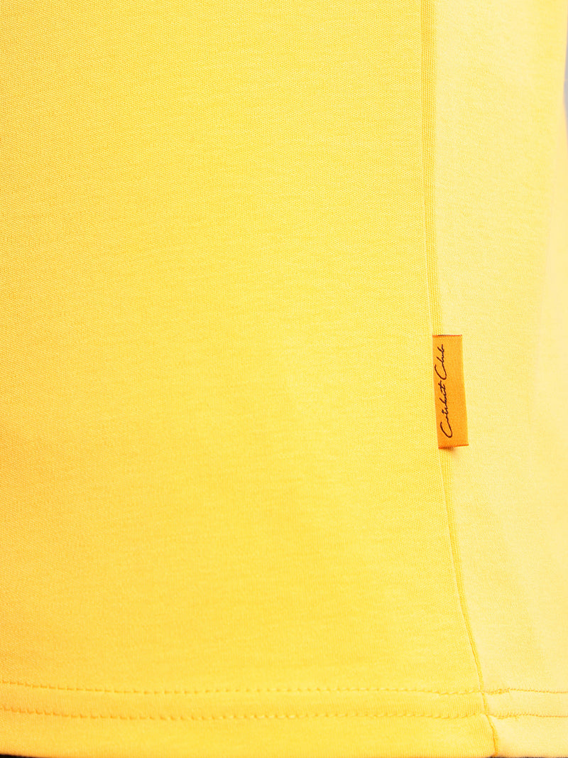 Thomas Scott Men Yellow Cricket Club Collection Regular Fit Short Sleeves Round Neck Solid 100% Cotton Knitted Tshirt