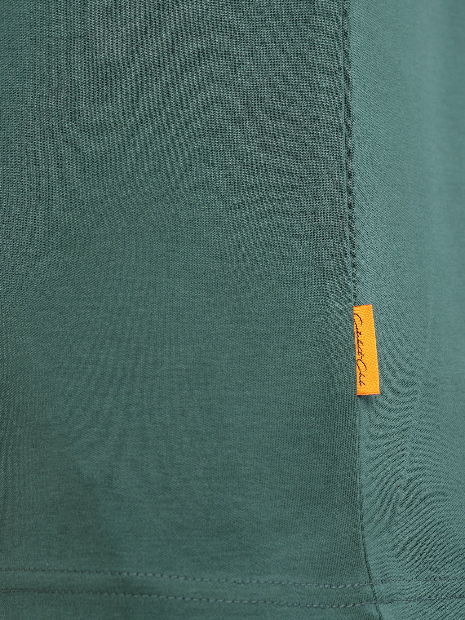 Thomas Scott Men Green Cricket Club Collection Regular Fit Short Sleeves Round Neck Solid 100% Cotton Knitted Tshirt