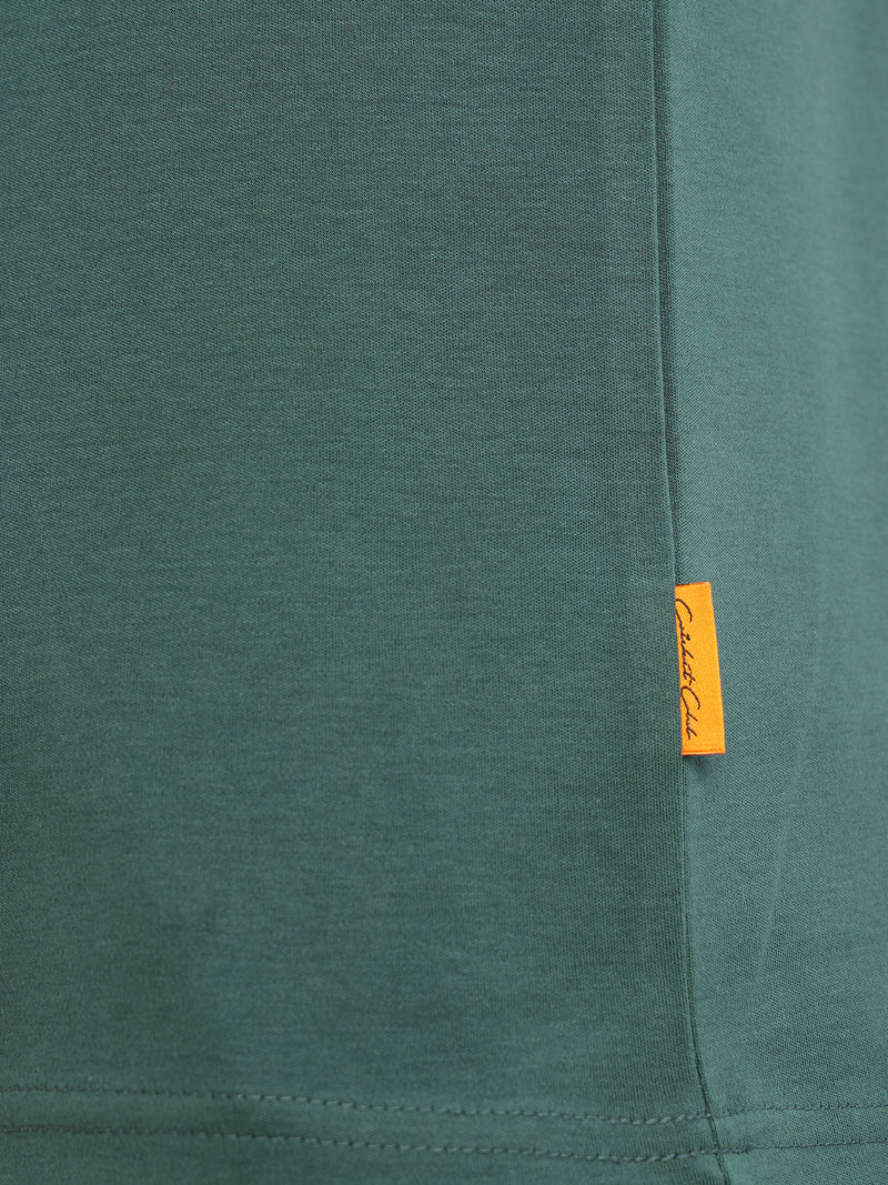 Thomas Scott Men Green Cricket Club Collection Regular Fit Short Sleeves Round Neck Solid 100% Cotton Knitted Tshirt