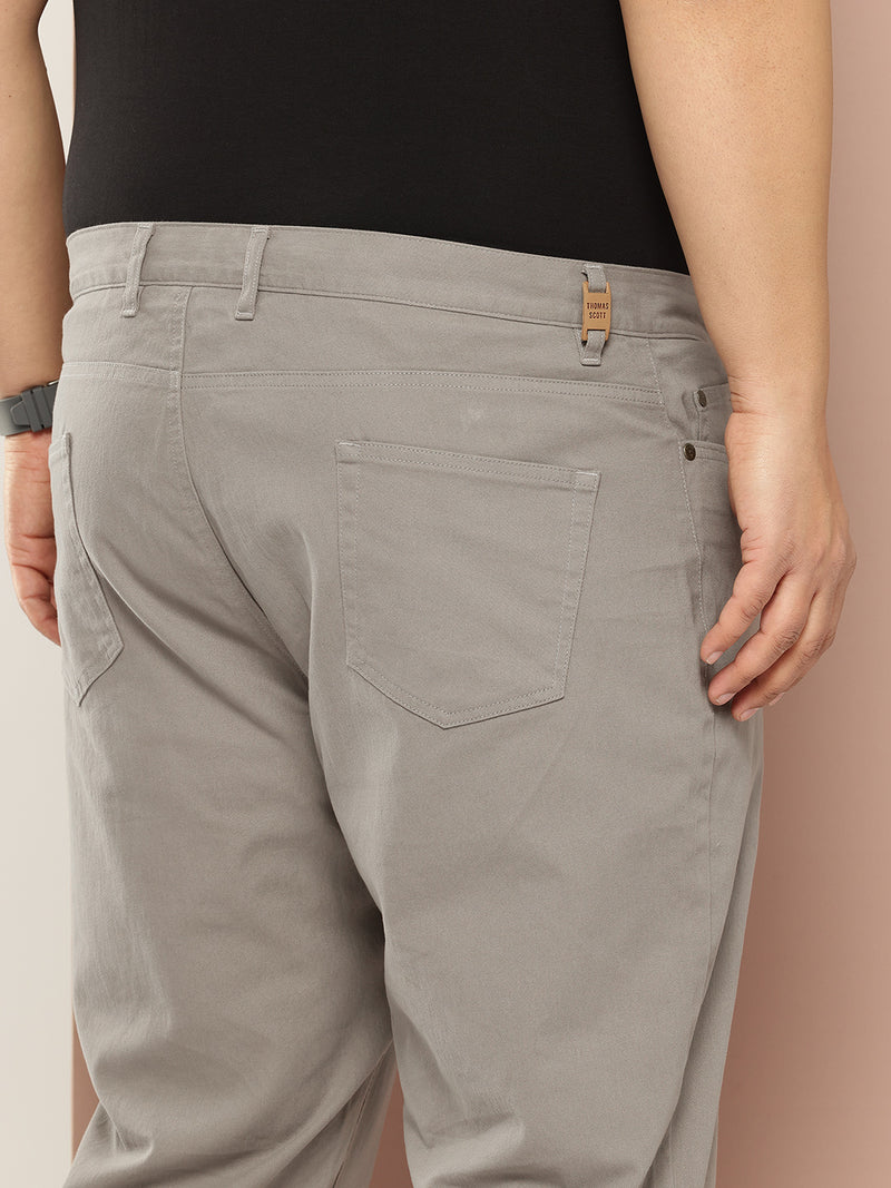 Thomas Scott Men Grey Plus Size Regular Fit Mid-Rise Woven Chinos Trouser