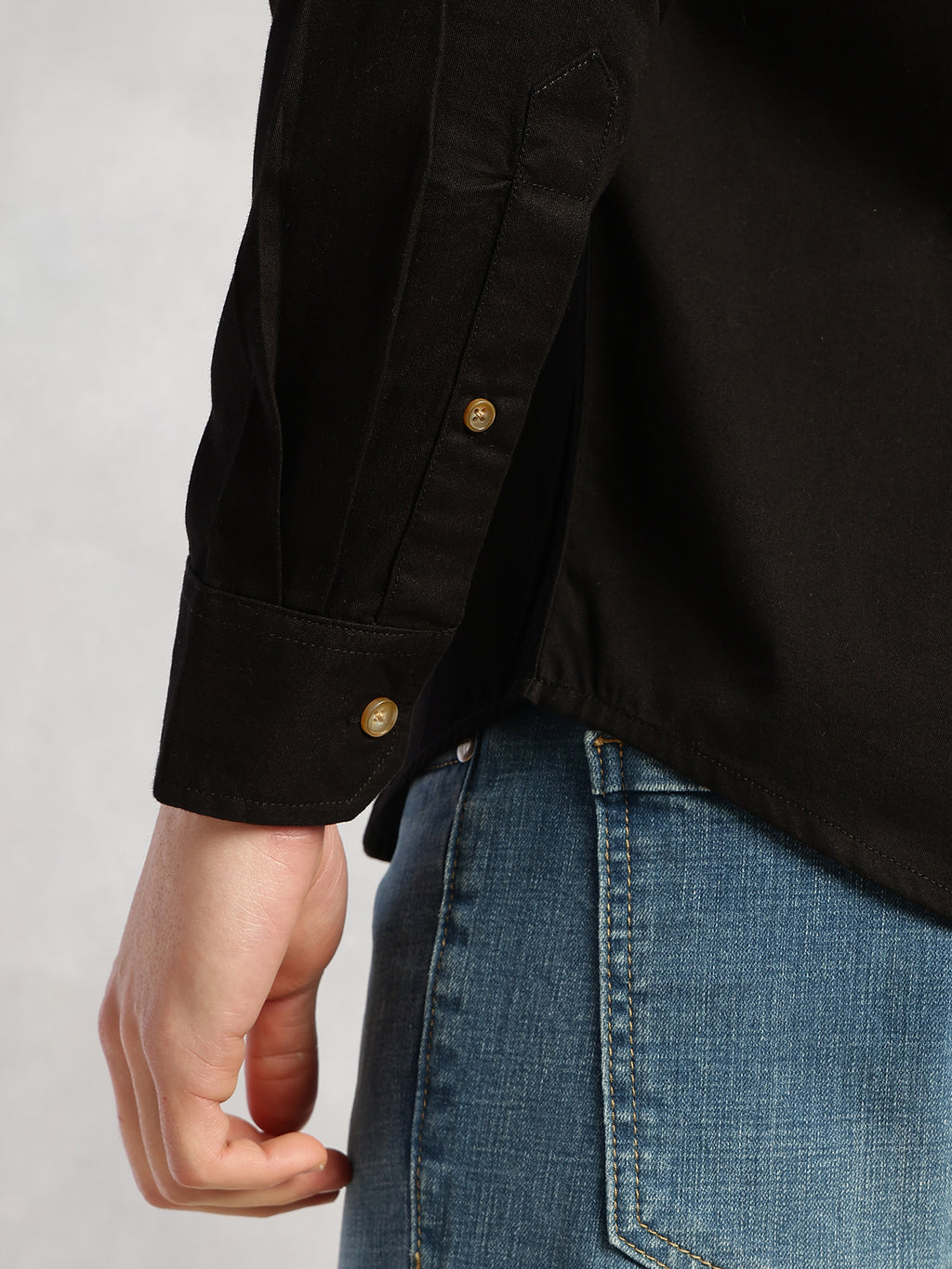 Thomas Scott Men Black Cricket Club Collection Long Sleeves Slim Fit Spread Collar 100% Cotton Twill Casual Shirt