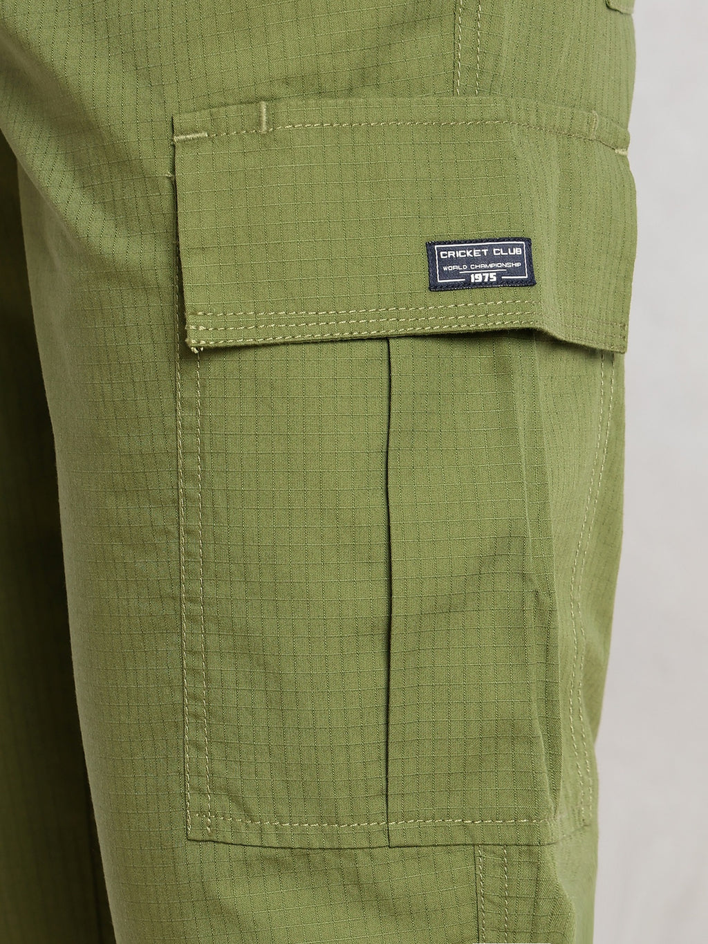 Thomas Scott Men Green Cricket Club Collection Relaxed Fit Mid-Rise 100% Cotton Woven Cargo Trouser