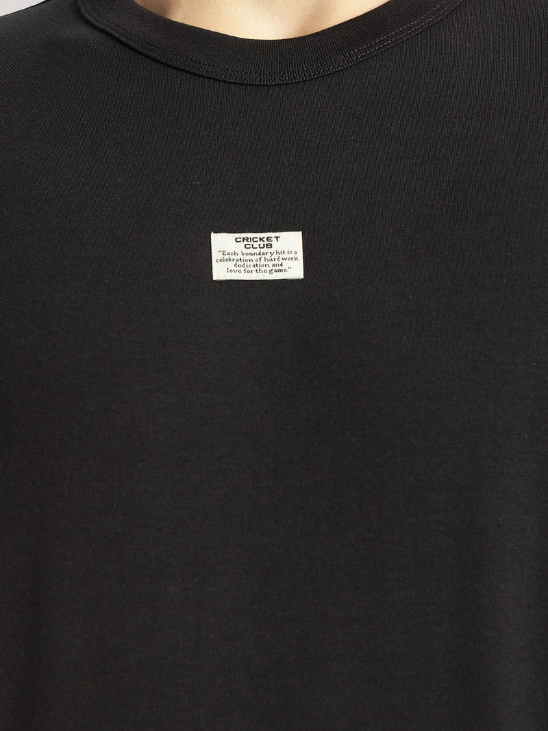 Thomas Scott Men Grey Cricket Club Collection Regular Fit Short Sleeves Round Neck Solid Knitted T-Shirt