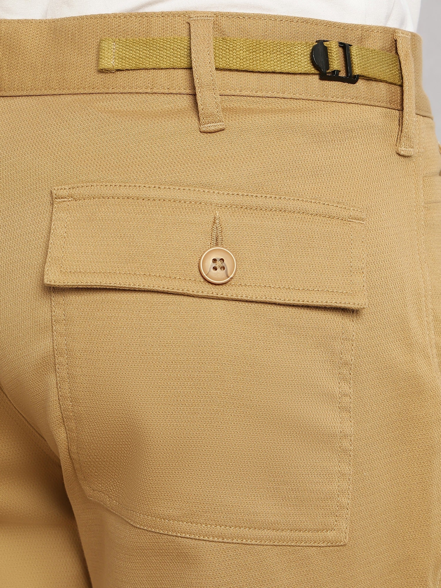Thomas Scott Men Dark Khaki Cricket Club Collection Straight Fit Mid-Rise Solid Woven Chinos Trouser