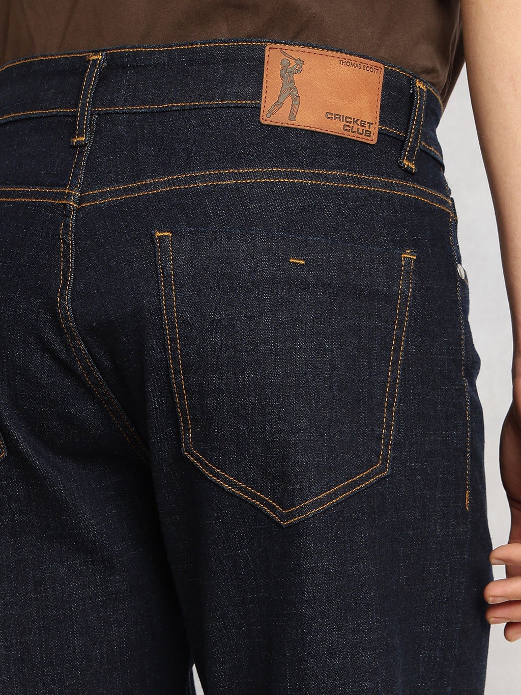 Thomas Scott Men Dark Blue Cricket Club Collection Mid-Rise Straight Fit No Fade Stretchable Jeans