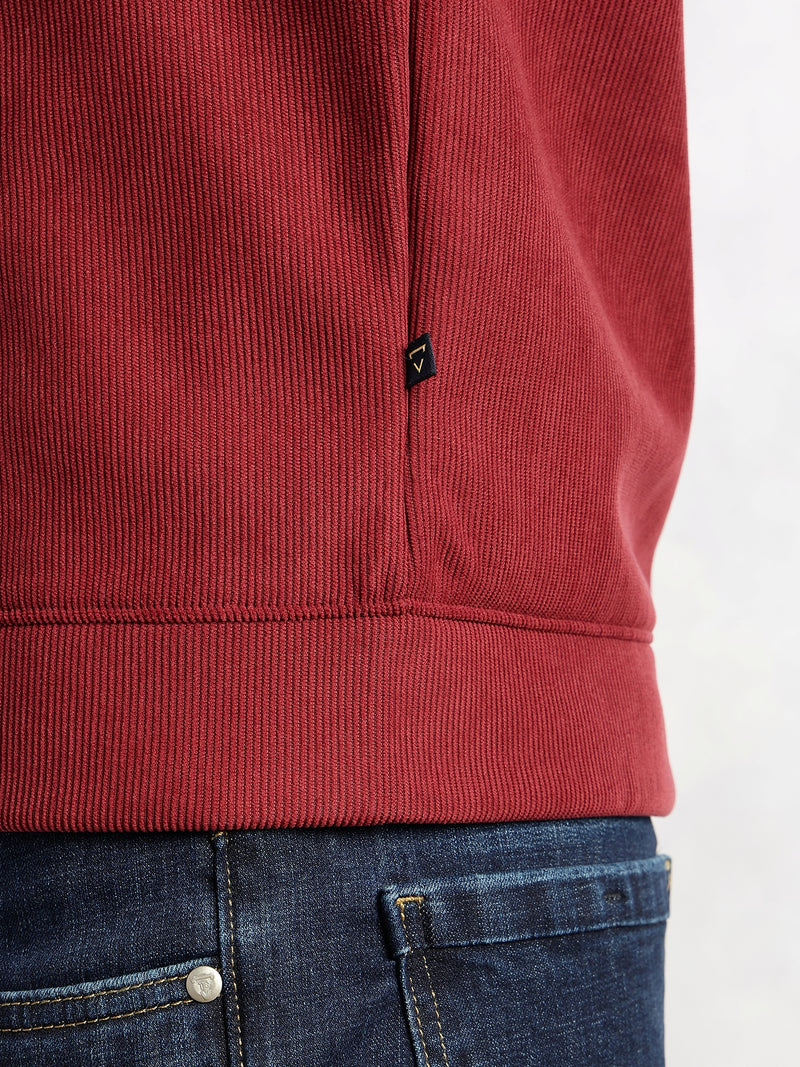 Thomas Scott Men Maroon Regular Fit Long Sleeves Mock Neck Half-Zip Solid Polyester Knitted Sweatshirt