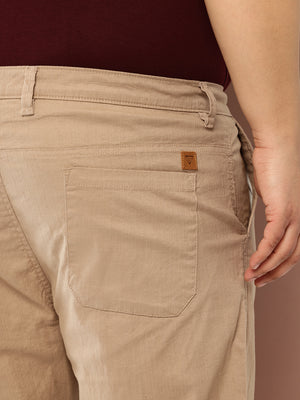 Thomas Scott Men Beige Regular Fit Mid Rise Solid Woven Chino Trouser with Button Waist