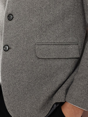 Thomas Scott Men Grey1 Long Sleeves Regular Fit Mandarin Collar Solid Formal and Wedding Wear Bandhgala Blazer