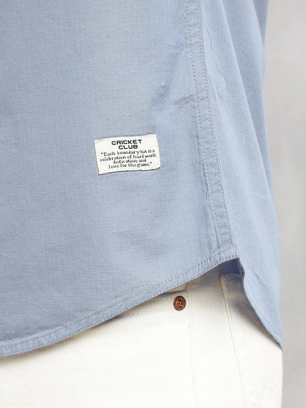 Thomas Scott Men Blue Cricket Club Collection Slim Fit Short Sleeve Spread Collar 2 Flap Pockets Solid Design Cotton Twill Casual Shirt