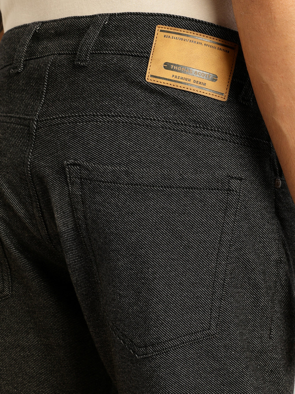 Thomas Scott Men Black Smart Slim Fit Dark Shade 4-Way Stretch Performance Jeans