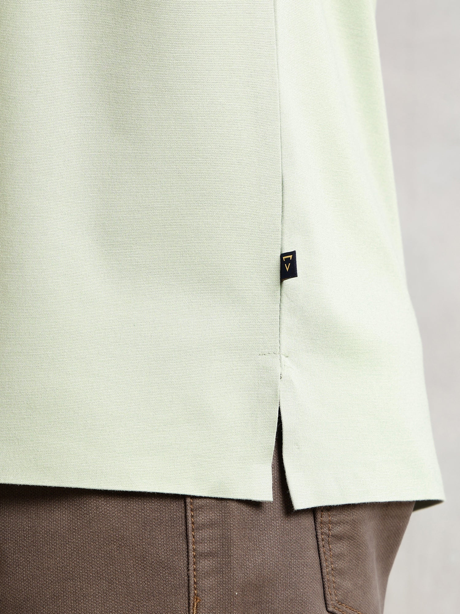 Thomas Scott Men Sage Green Regular Fit Short Sleeves Solid Viscose Rayon Knitted Polo Collar Performance T-shirt
