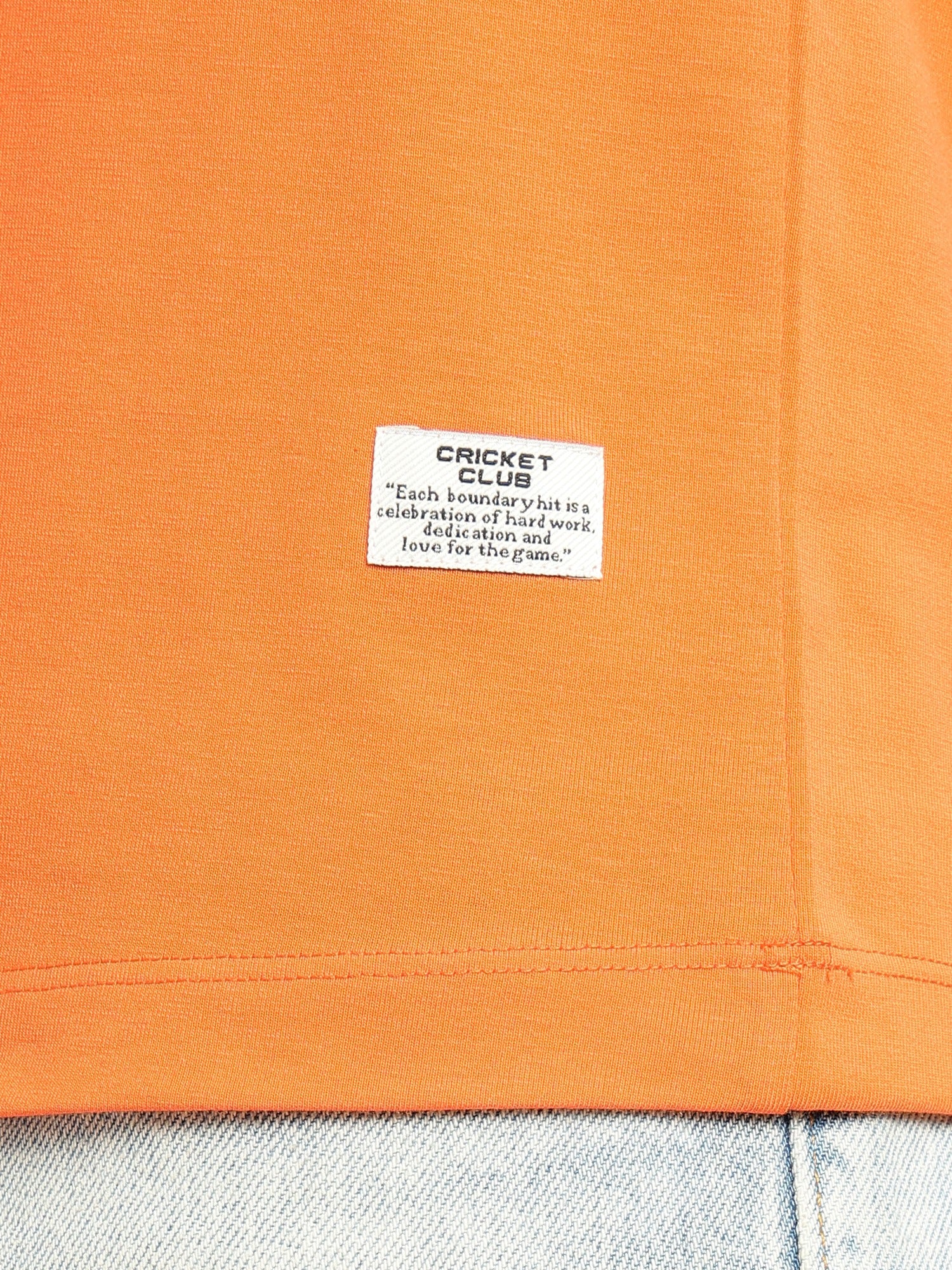 Thomas Scott Men Orange Cricket Club Collection Regular Fit Round Neck Short Sleeves Polycotton Solid Knitted T-shirt