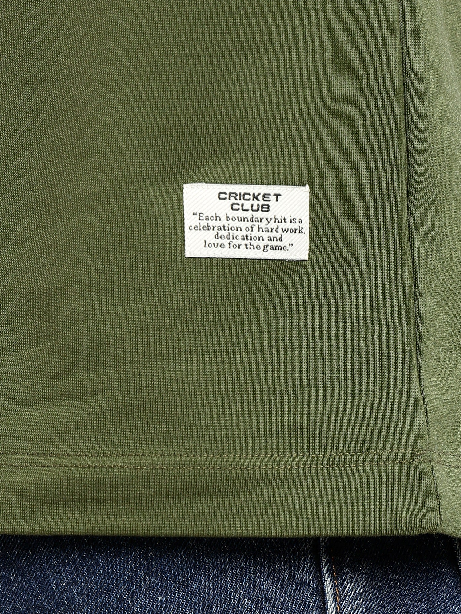 Thomas Scott Men Green Cricket Club Collection Regular Fit Round Neck Long Sleeves Polycotton Solid Knitted T-shirt