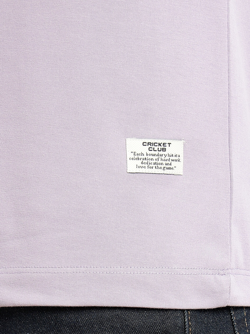 Thomas Scott Men Lavender Cricket Club Collection Regular Fit Round Neck Long Sleeves Polycotton Solid Knitted T-shirt