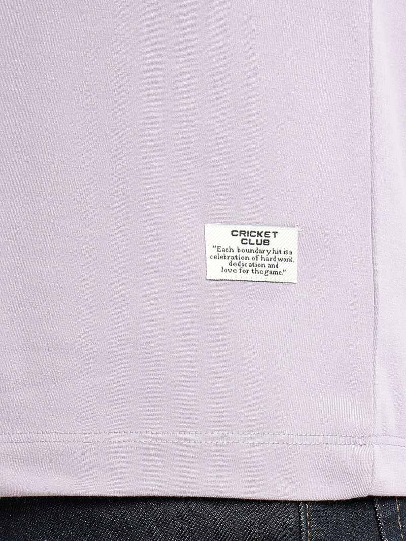 Thomas Scott Men Lavender Cricket Club Collection Regular Fit Round Neck Long Sleeves Polycotton Solid Knitted T-shirt