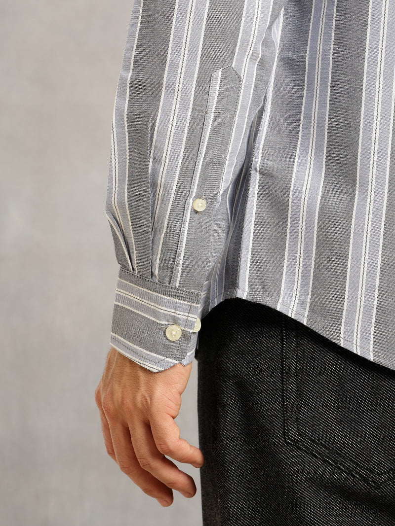 Thomas Scott Men Blue1 Cricket Club Collection Slim Fit Long Sleeves Button Down Collar Cotton Linen Oxford Shirt