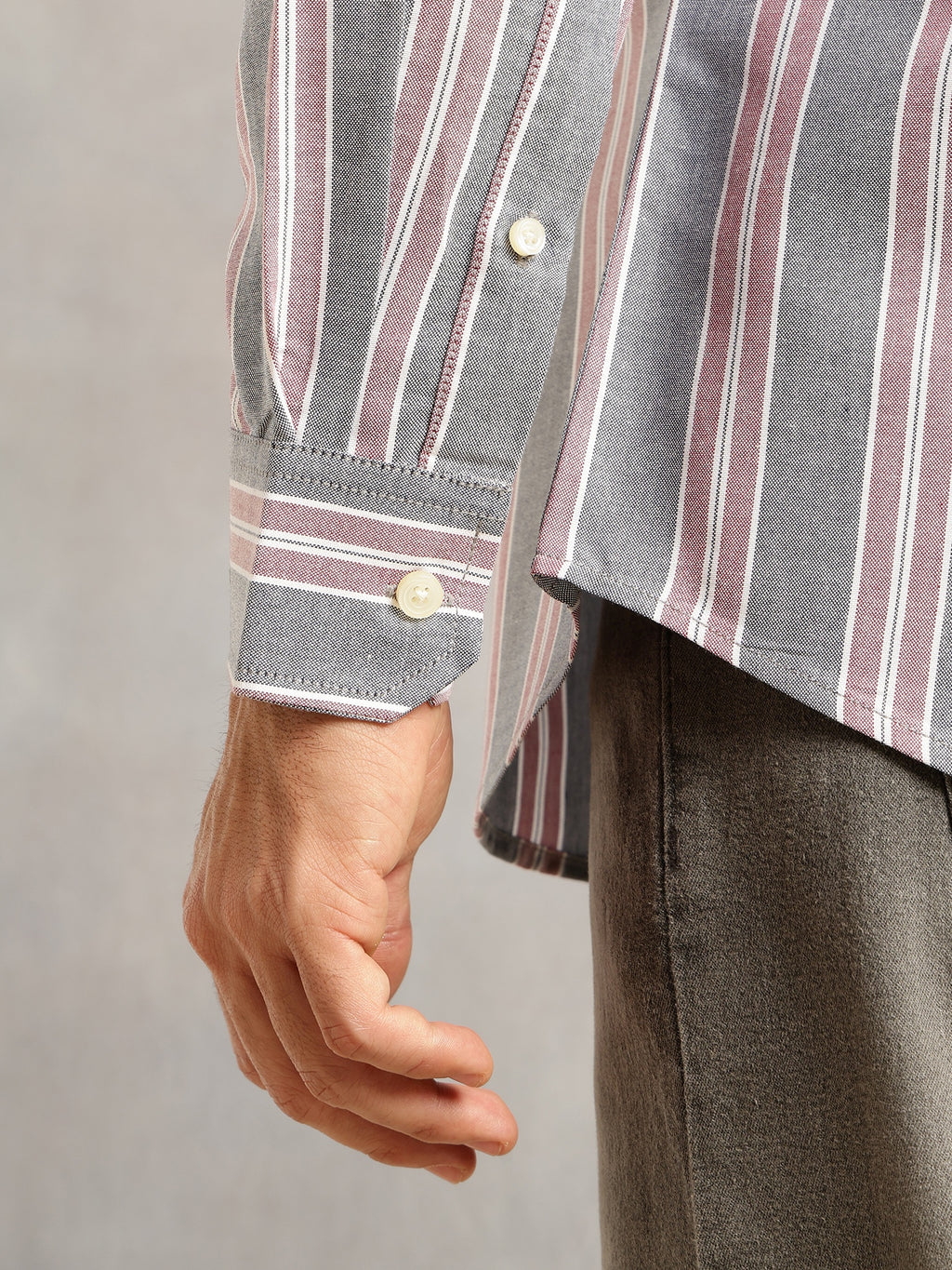Thomas Scott Men Red Cricket Club Collection Slim Fit Long Sleeves Button Down Collar Cotton Linen Oxford Shirt