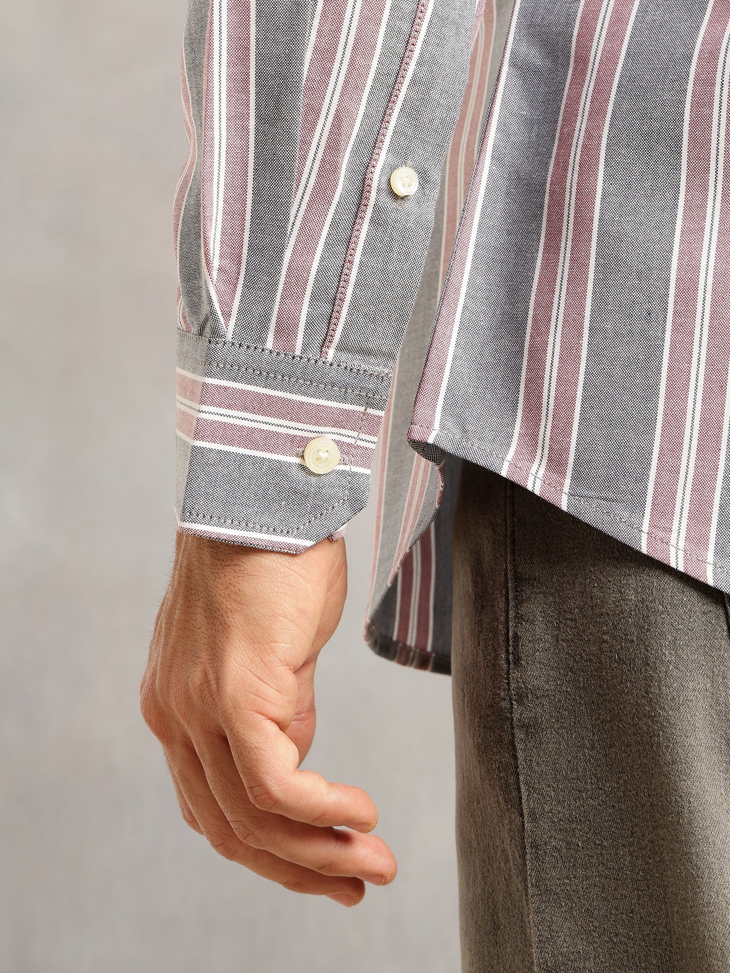 Thomas Scott Men Red Cricket Club Collection Slim Fit Long Sleeves Button Down Collar Cotton Linen Oxford Shirt