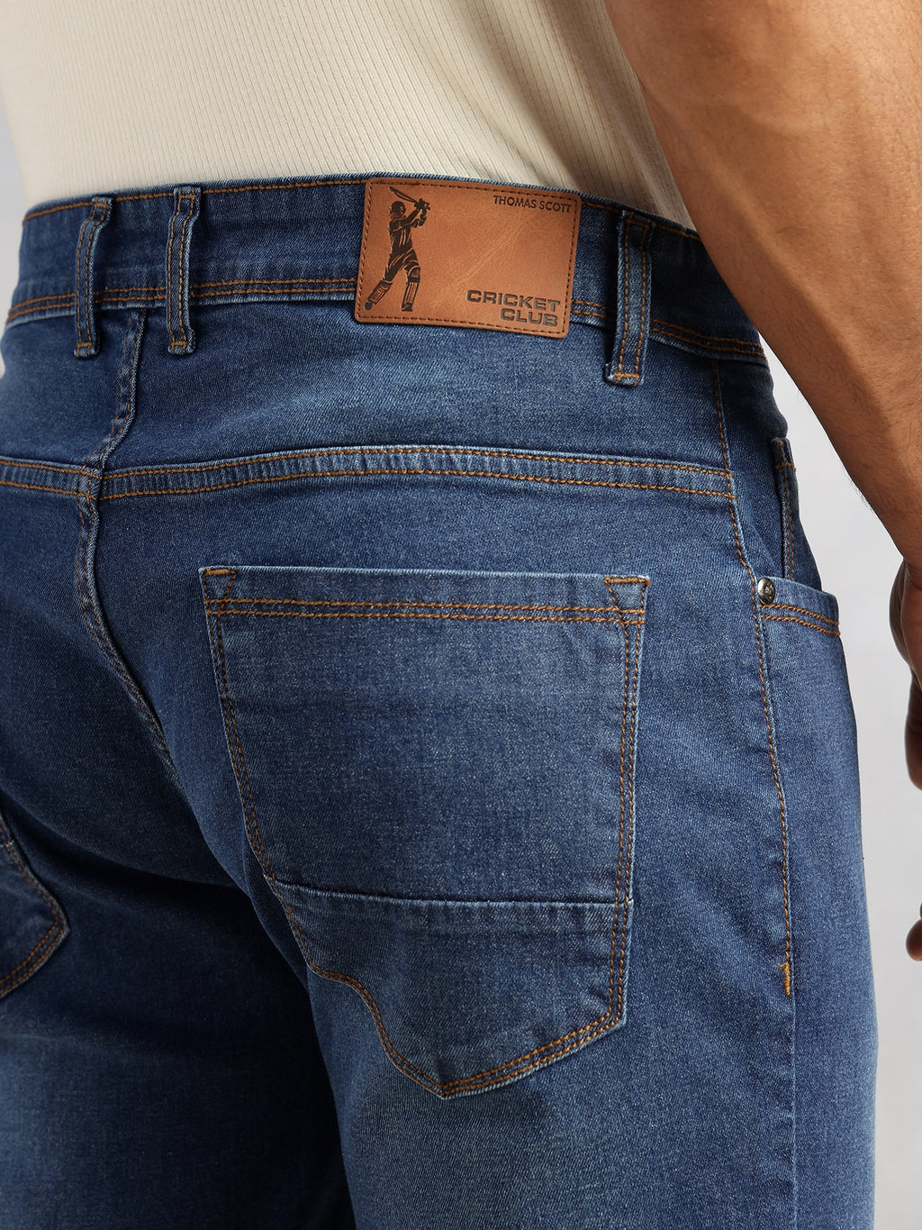 Thomas Scott Men Dark Blue Slim Fit Dark Shade Mid-Rise Clean Look 5 Pocket Design Stretchable Jeans