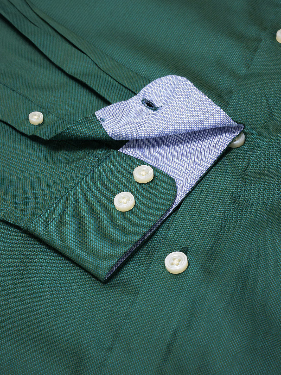 Thomas Scott Men Green Plus Size Smart Long Sleeves Regular Fit Spread Collar Solid 100% Cotton Formal Shirt