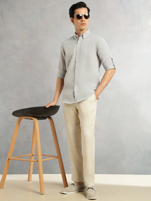 Thomas Scott Men Ice Slim Fit Long Sleeves Button-Down Collar Polyester Casual Shirt