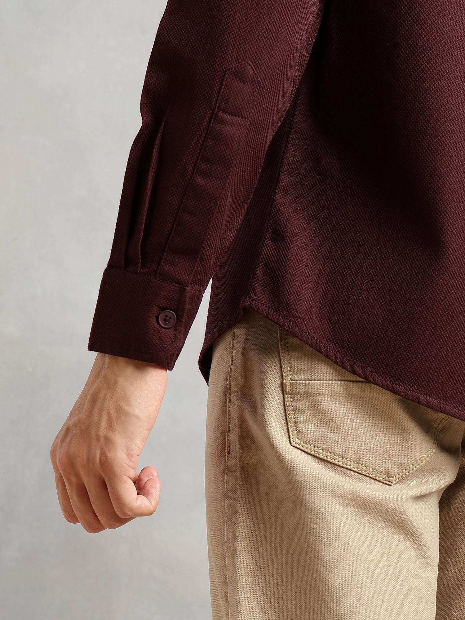 Thomas Scott Men Wine Cricket Club Collection Men Slim Fit Cotton Casual Shirt-Dual Flap Pocket