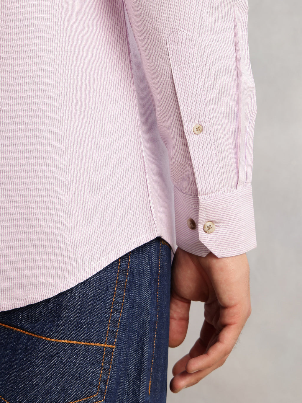 Thomas Scott Men Purple Cricket Club Collection Regular Fit Pinstripes Long Sleeves Spread Collar 100% Cotton Oxford Casual Shirt