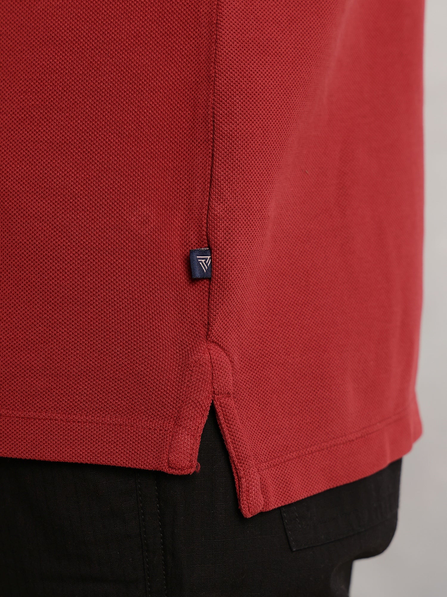 Thomas Scott Men Red Regular Fit Solid Polo Collar Long Sleeve Pure Cotton Knitted T-shirt
