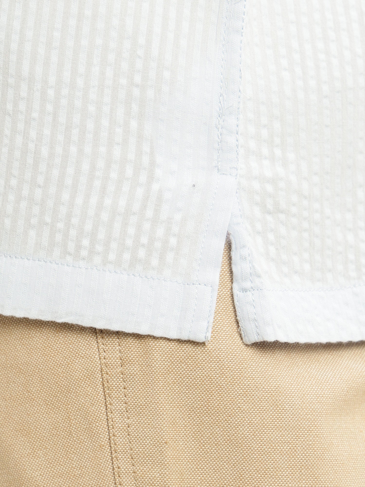 Thomas Scott Men Sky Blue Premium Oversized Fit Short Sleeves Cuban Collar 100% Cotton Seersucker Shirt