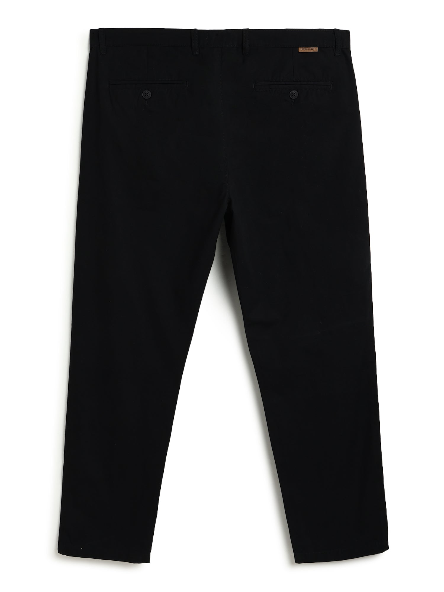 Thomas Scott Men Black Plus Size Regular Fit Mid-Rise Solid Woven Trouser