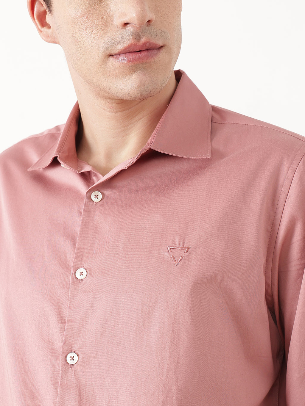 Peach Premium Slim Fit Solid Cotton Casual Shirt For Men