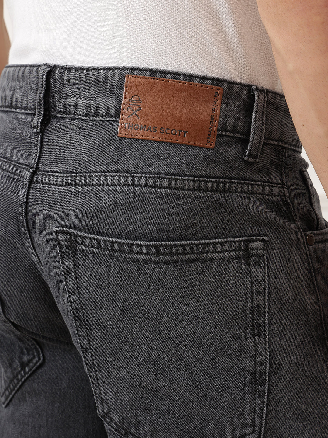 Dark Black Smart Baggy Fit Mid-Rise Clean Look Non-Stretchable Jeans For Men