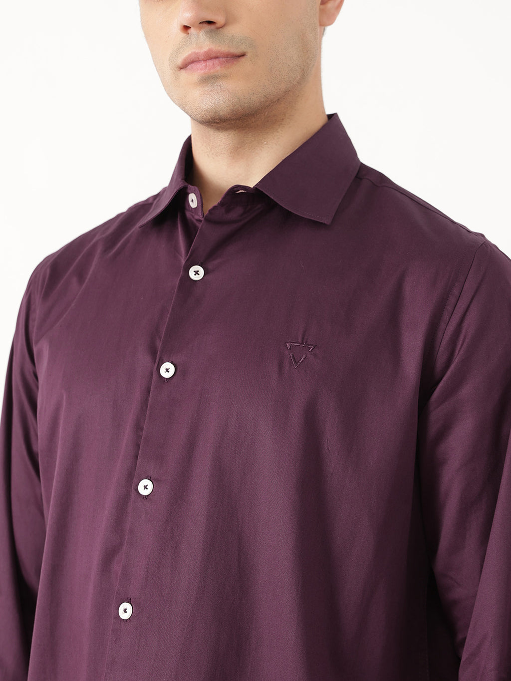 Wine Premium Slim Fit Solid Cotton Casual Shirt For Men