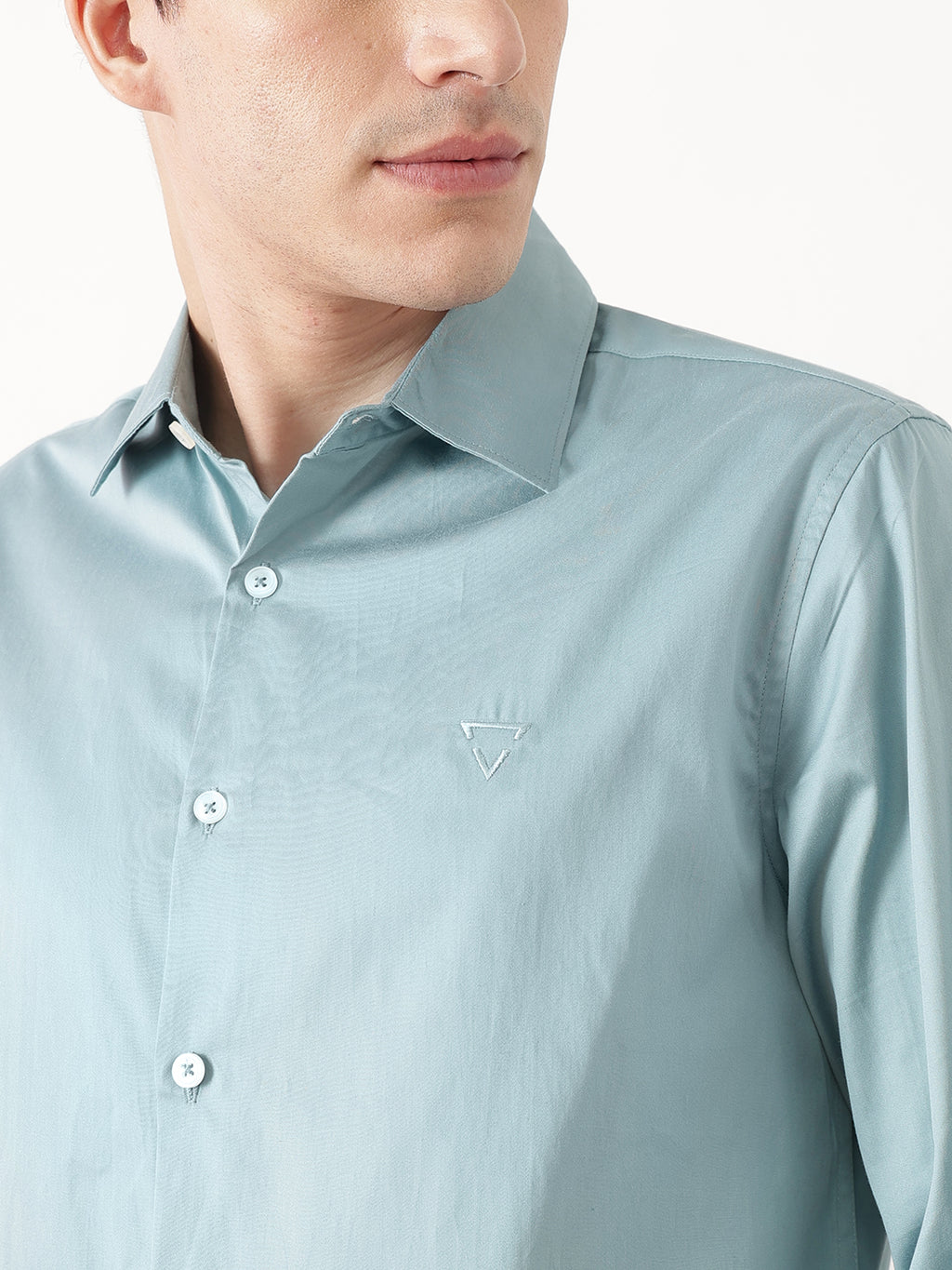 Sea Green Premium Slim Fit Solid Cotton Casual Shirt For Men