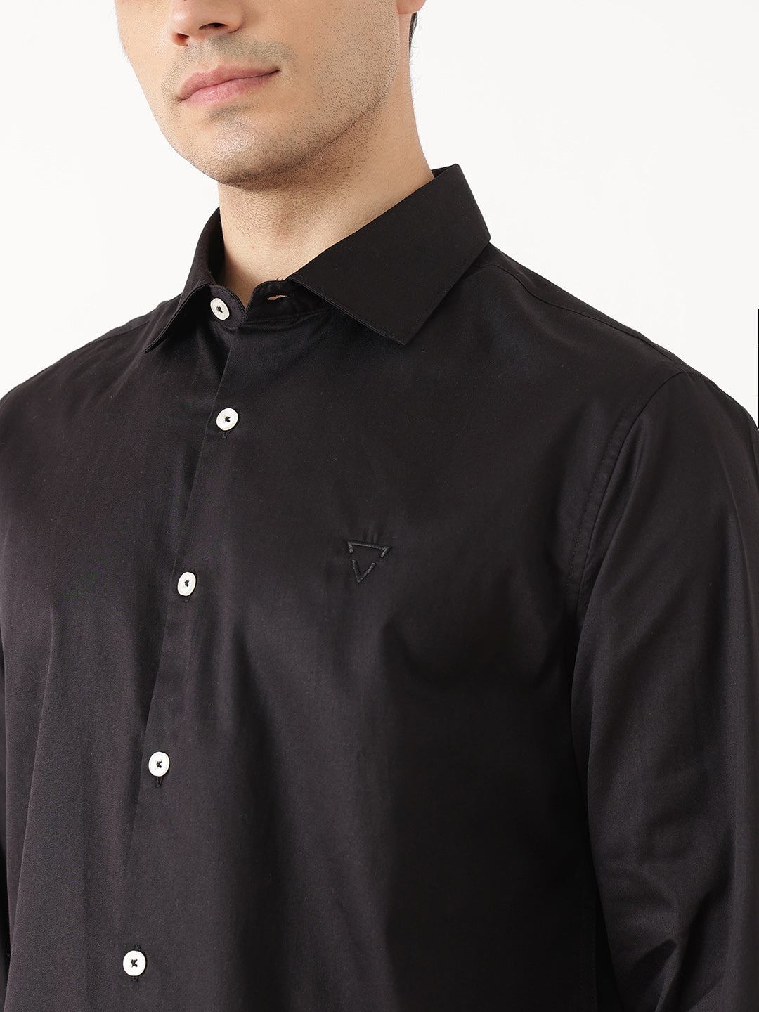 Black Premium Slim Fit Solid Cotton Casual Shirt For Men
