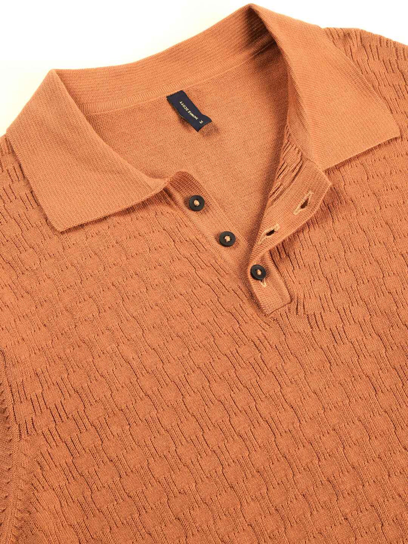 Thomas Scott Men Bio Finish Self Design Polo Collar Cotton T-shirt