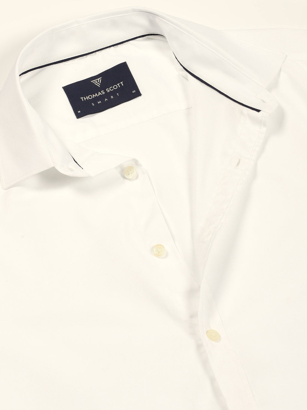 Thomas Scott Men White Slim Fit Long Sleeves Cutaway Collar Solid Cotton Formal Shirt