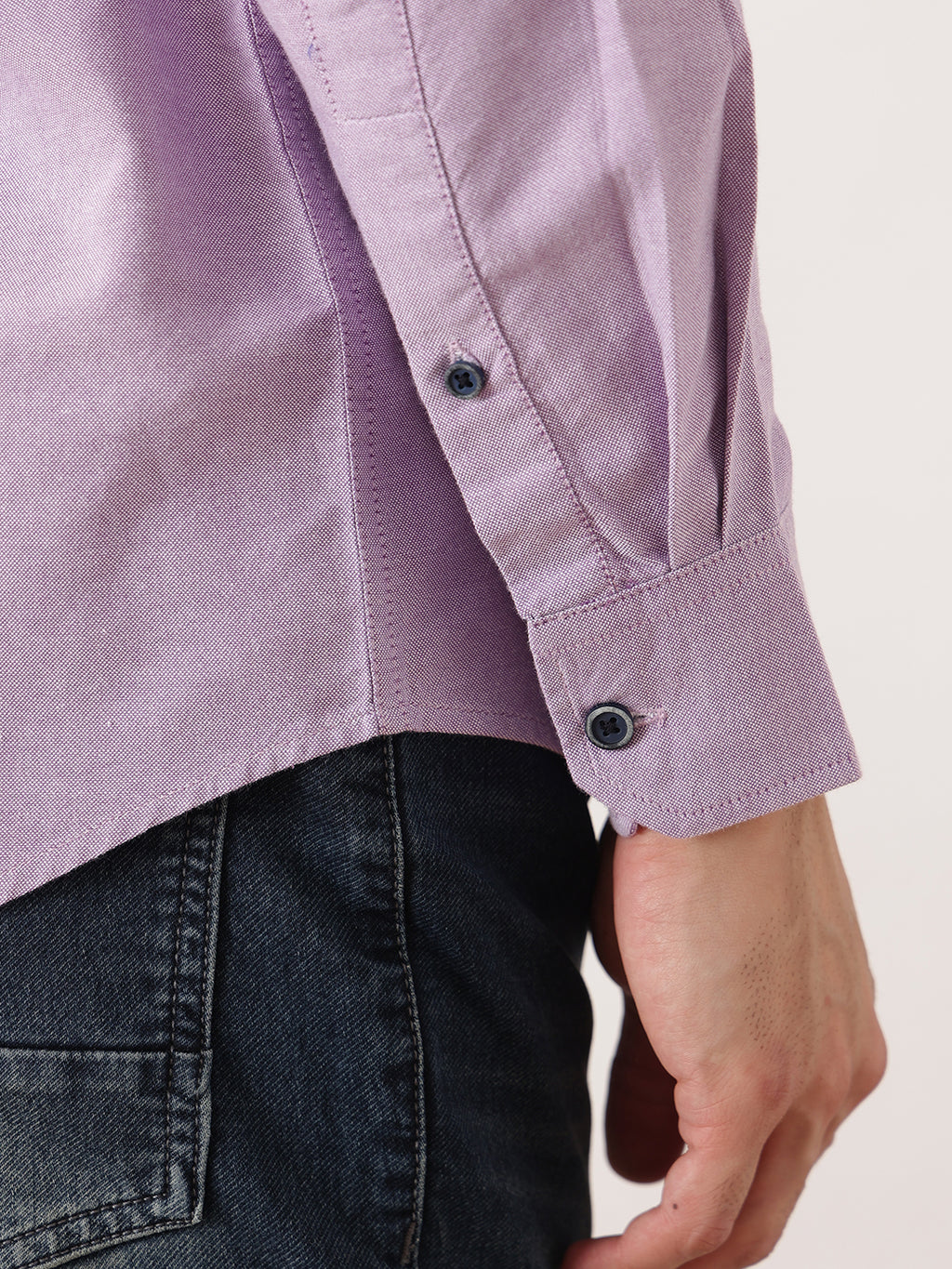Thomas Scott Men Purple Premium Slim Fit Long Sleeves Spread Collar Solid Cotton Twill Shirt